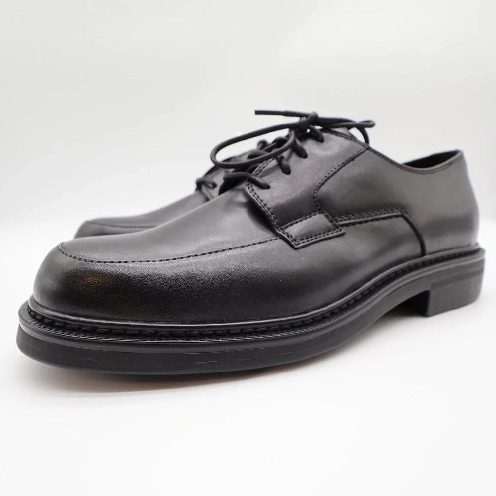 Nunn Bush Hayden Oxford Mens 10 Black Leather Lace Up Comfort Gel Dress Shoes